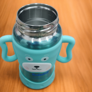 Stainless Steel Water Bottle and Steel Feeder -260 ml - 2 in 1  |  Safety material 0% BPA free | with Rubber cover