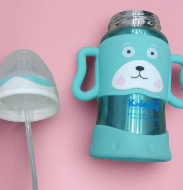 Stainless Steel Water Bottle and Steel Feeder -260 ml - 2 in 1  |  Safety material 0% BPA free | with Rubber cover - Image 2