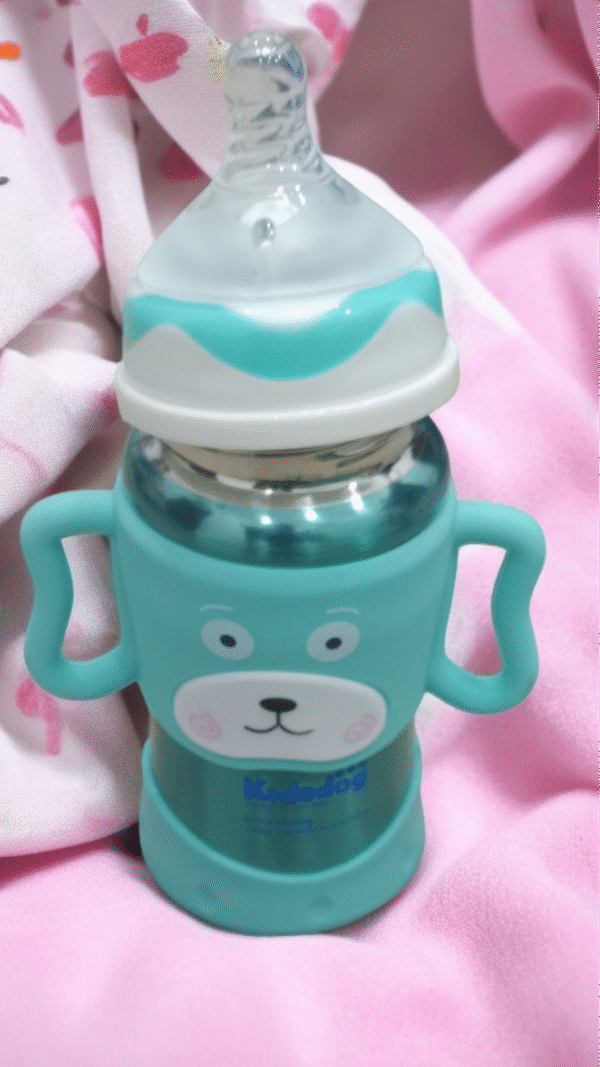 Stainless Steel Water Bottle and Steel Feeder -260 ml - 2 in 1  |  Safety material 0% BPA free | with Rubber cover - Image 6