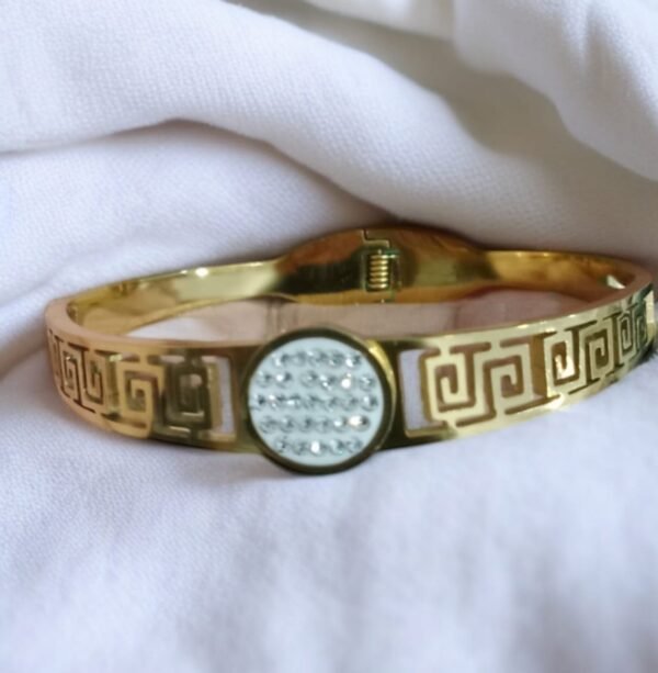 Best Hand Bracelet for Girls with White Stones Gold & Silver - Image 3