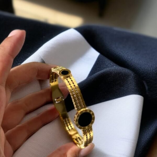 Best Stainless Titanium Bangle  |  with Three Black Stone Stainless - Image 2