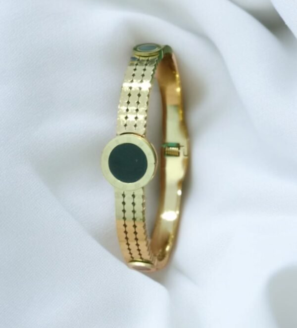 Best Stainless Titanium Bangle  |  with Three Black Stone Stainless - Image 3