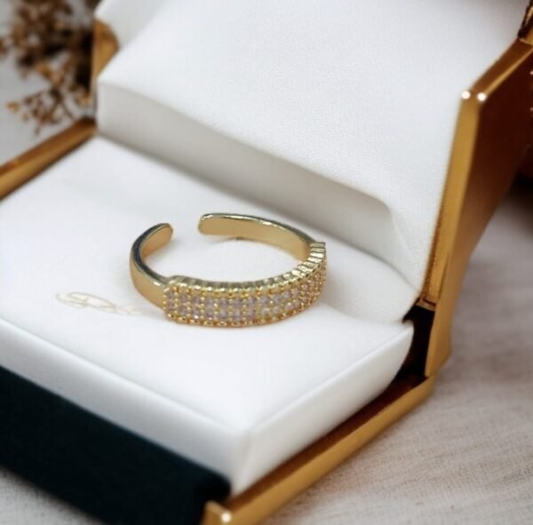 Gold Plated Ring with White Stones Adjustable Challa & Ring