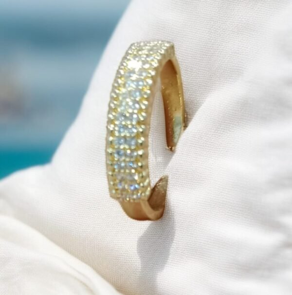 Gold Plated Ring with White Stones Adjustable Challa & Ring - Image 2