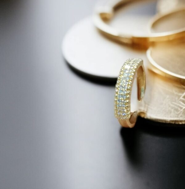 Gold Plated Ring with White Stones Adjustable Challa & Ring - Image 3