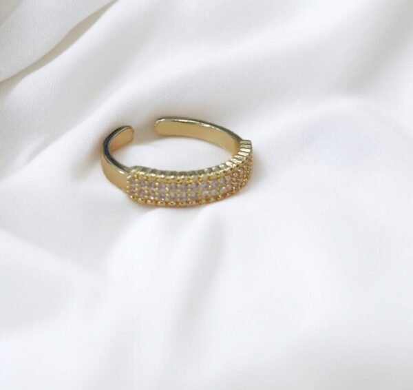 Gold Plated Ring with White Stones Adjustable Challa & Ring - Image 4