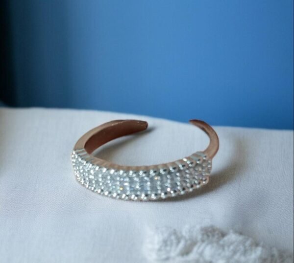 Gold Plated Ring with White Stones Adjustable Challa & Ring - Image 5