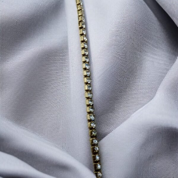 Gold Tone Metal Tennis Bracelet | Diamond Stone Bracelet for Women - Image 3