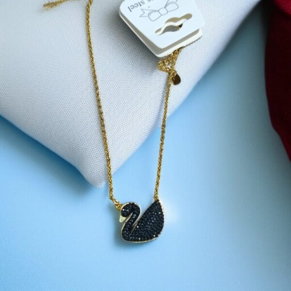 Duck Style Necklace for Women | Original Golden Color Chain and Black Locket