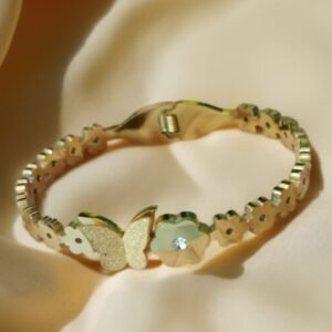 Gold Plated 3D Butterfly Bangle & Bracelet for Women Fashion