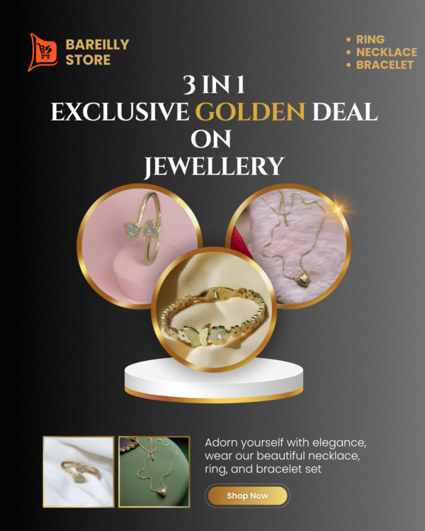 Elegant Golden Jewellery Set | Ring Bracelet And Necklace