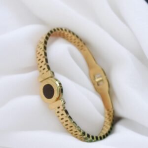 Diamond Titanium Bangle Stainless Steel Bracelet with Black Stone