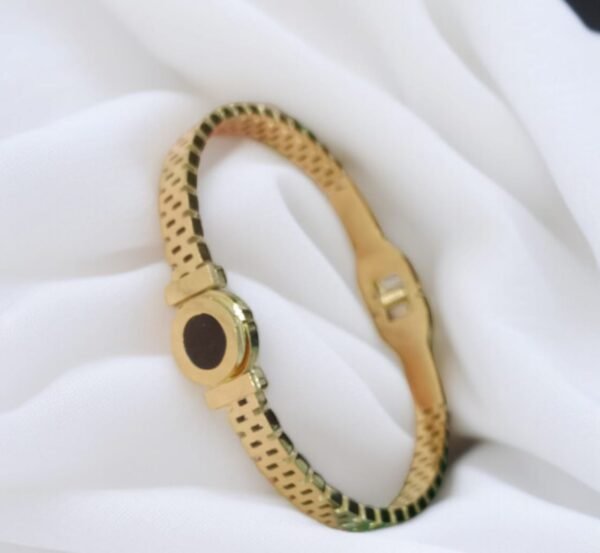 Diamond Titanium Bangle Stainless Steel Bracelet with Black Stone