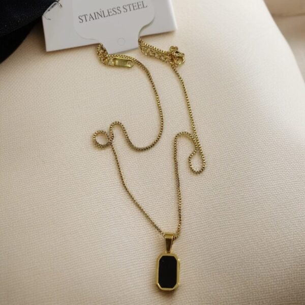 Square Necklace for Women | Korean Black Geometric Pendant Necklace - Image 3