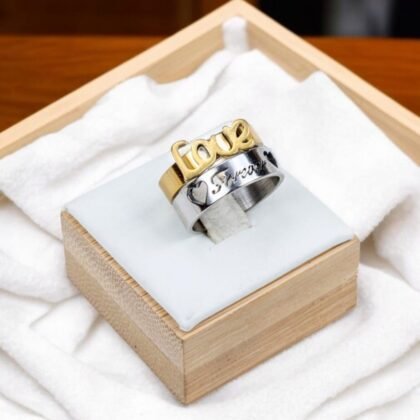 Stainless Steel Couple Ring with Forever Love Symbol