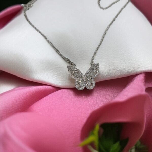 Flash Diamond Butterfly Necklace for Women with Silver Color - Image 2