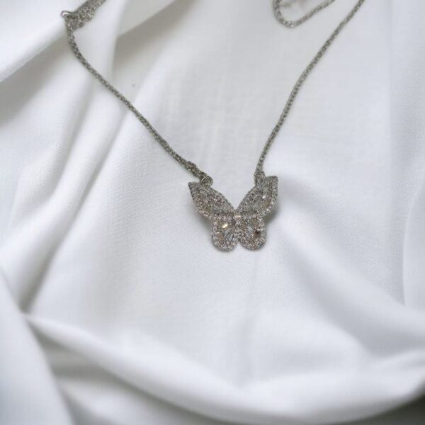 Flash Diamond Butterfly Necklace for Women with Silver Color - Image 3