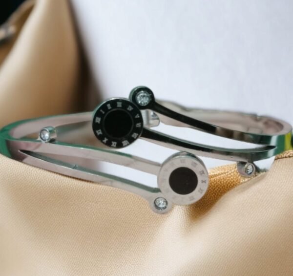 Stainless Steel Bracelet for Girls with 2 Black Stylish Stones - Image 3
