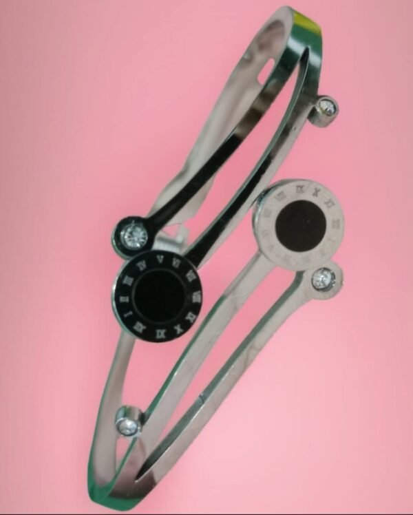 Stainless Steel Bracelet for Girls with 2 Black Stylish Stones - Image 4