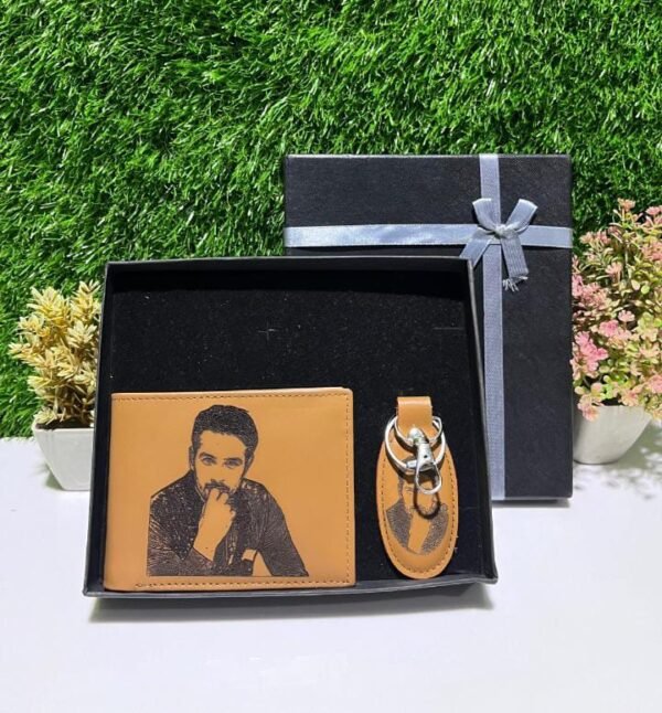 Customised Leather wallet Set With Sketch - Image 5