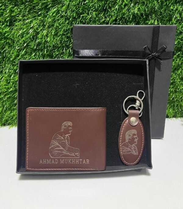 Customised Leather wallet Set With Sketch - Image 4