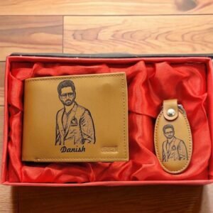 Customised Leather wallet Set With Sketch