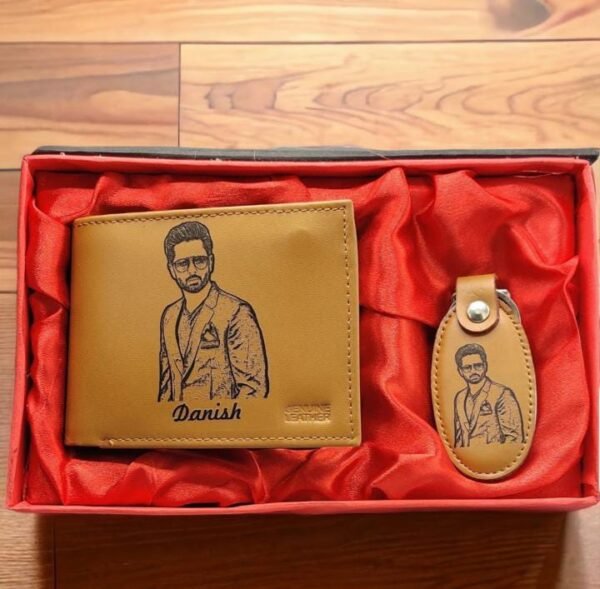 Customised Leather wallet Set With Sketch