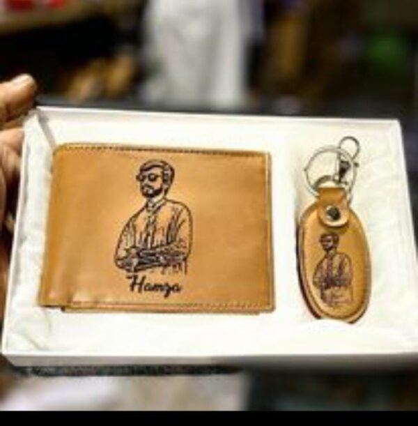 Customised Leather wallet Set With Sketch - Image 2