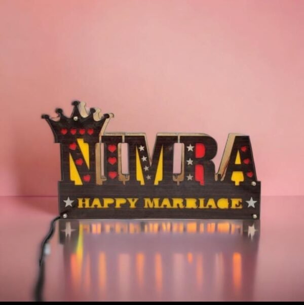 Customised LED Wooden Name 12 by 18 - Image 3