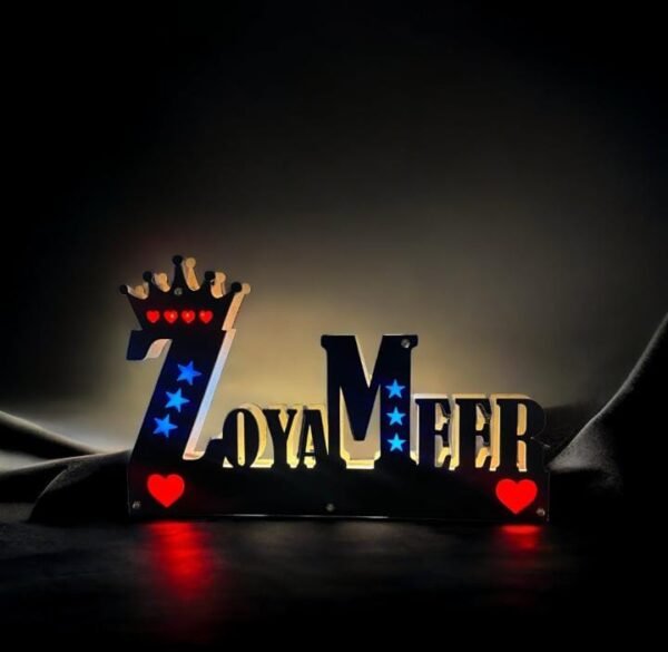 Customised LED Wooden Name 12 by 18