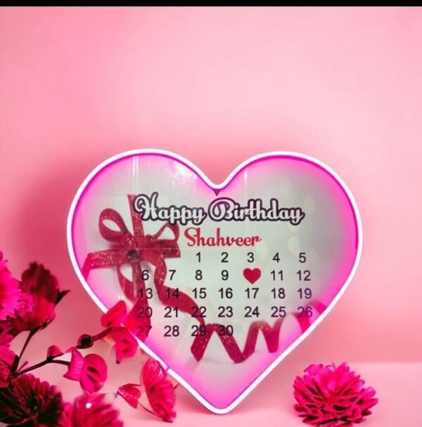 Customised Wooden Neon Heart Calendar