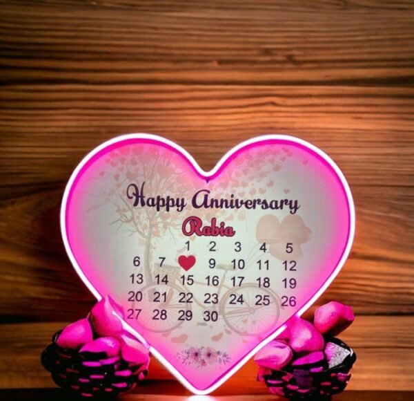 Customised Wooden Neon Heart Calendar - Image 2